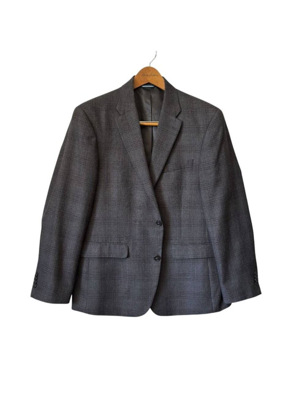 Vintage Tommy Hilfiger Mens 44 R Sport Coat Glen Plaid Check Gray Black Wool - Picture 3 of 16